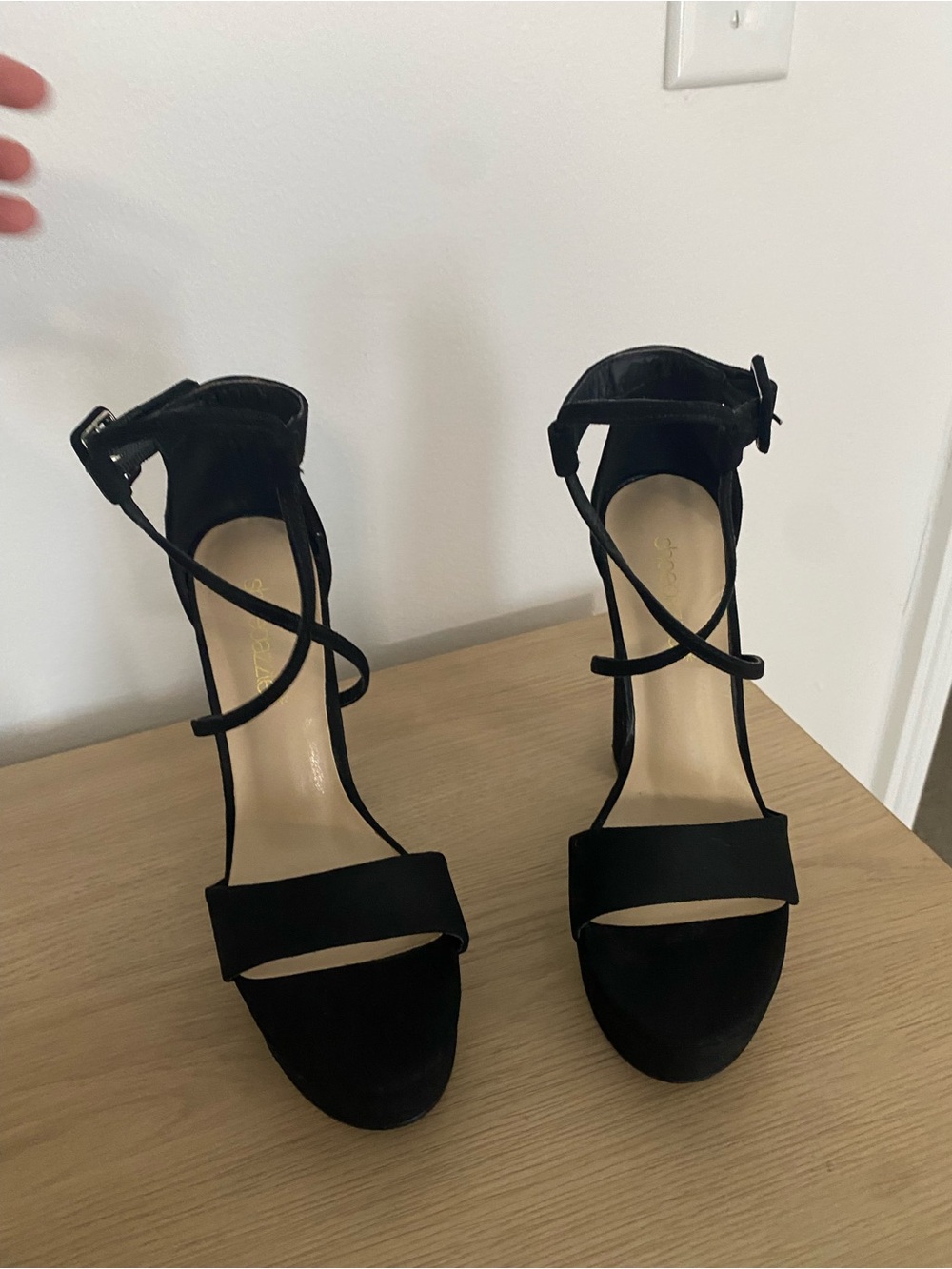 Shoe Dazzle Black Strappy Stiletto Sandals